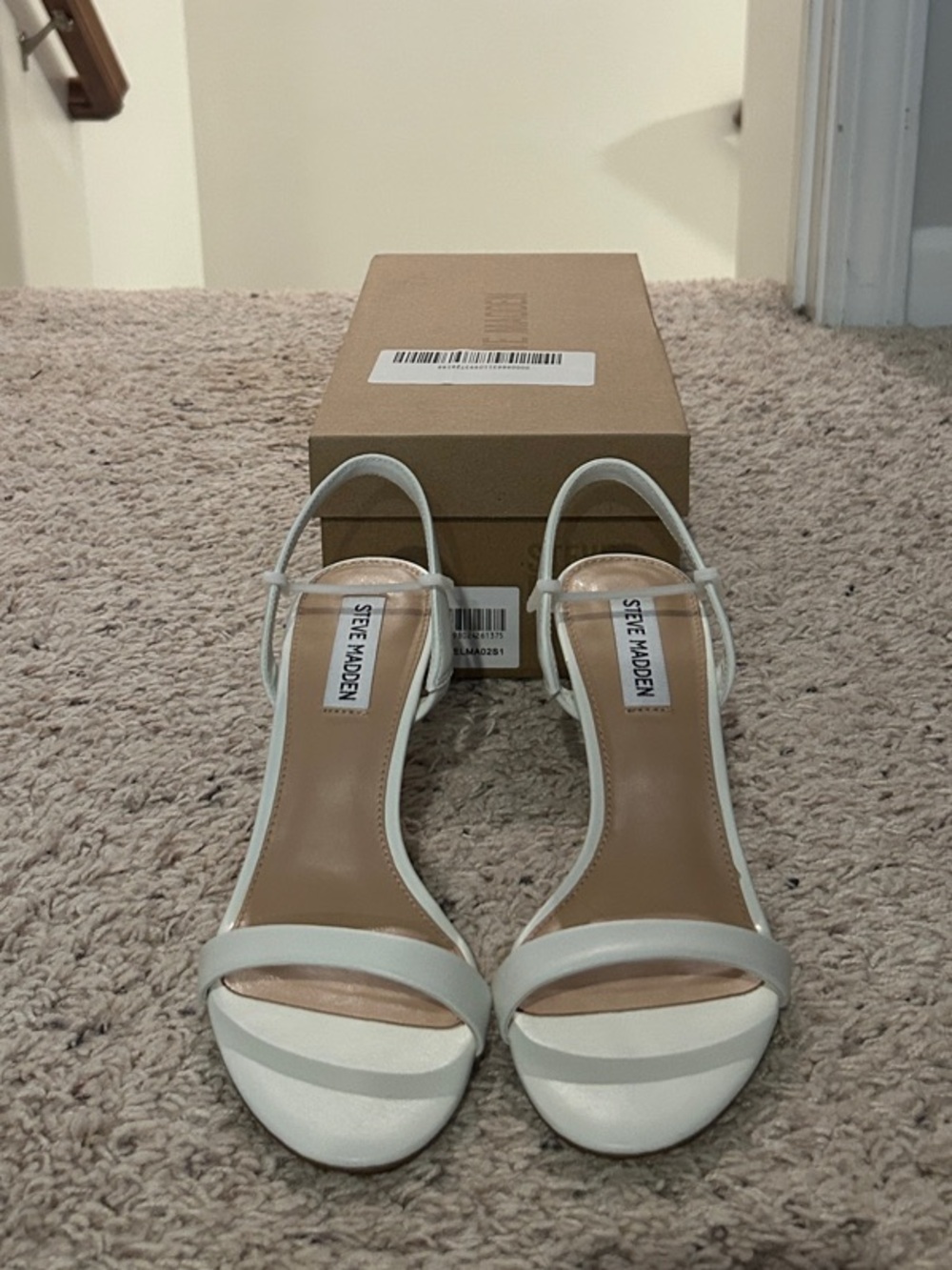 Steve Madden White Strappy Open-Toe Ankle-Heel Sandals